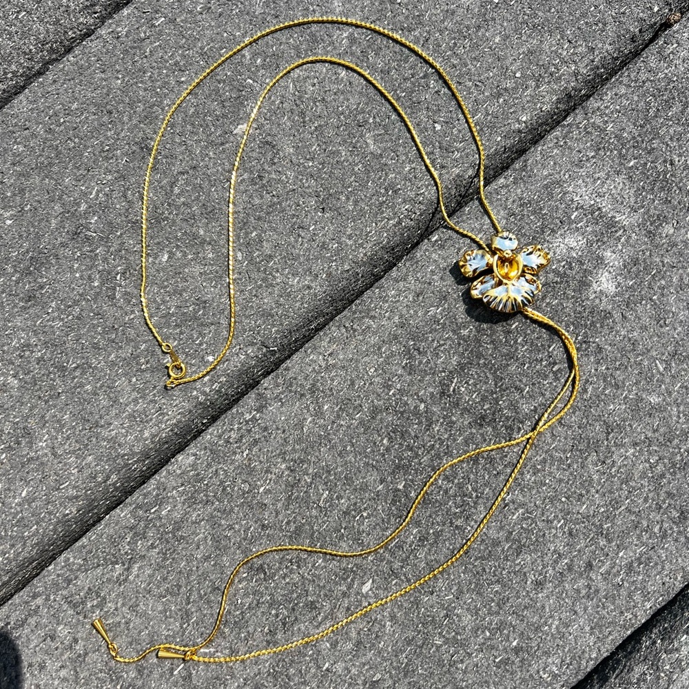 CLEARANCE Women’s 24k Gold Dipped Signed RISIS Heirloom Orchid Lariat Necklace